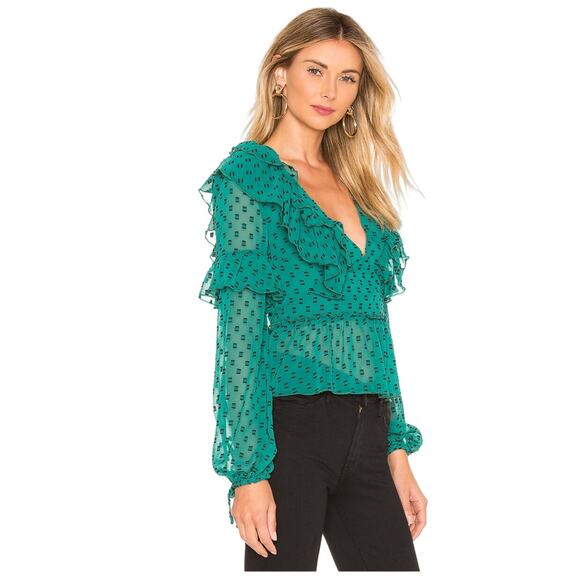 Tularosa Mabel Ruffle Top in Teal NWOT Size XS - Picture 3 of 10